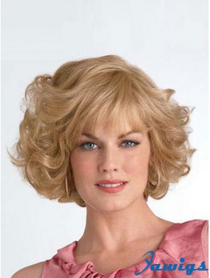 Chin Length Layered Curly Blonde Good Synthetic Wigs