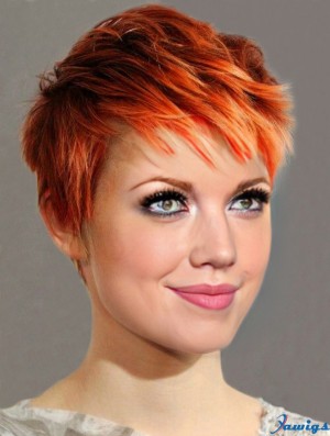 Cheap Synthetic Hair Lace Front Hayley Williams Wigs UK Straight Style Cropped Color