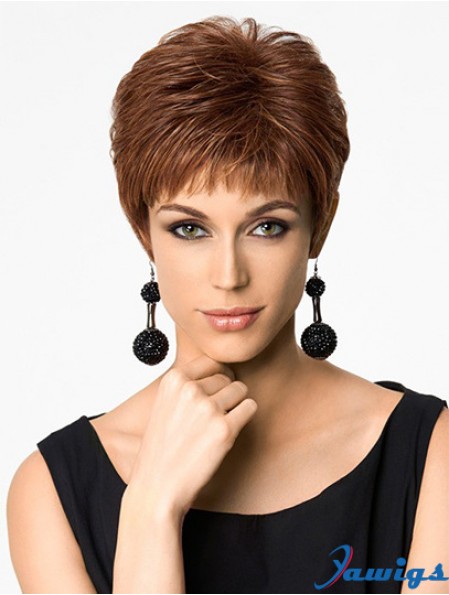 Designed 4 inch Straight Auburn Boycuts Short Wigs