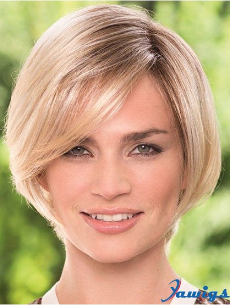 Chin Length Blonde Durable 8 inch Straight Bob Wigs