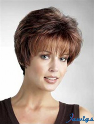 Good 8 inch Straight Auburn Layered Short Wigs