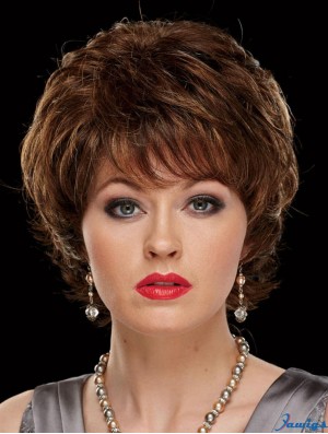 Chin Length Wavy Capless With Bangs 8 inch Stylish Synthetic Wigs