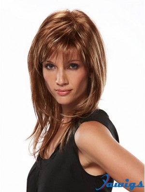 Online Brown Straight Layered Long Wigs