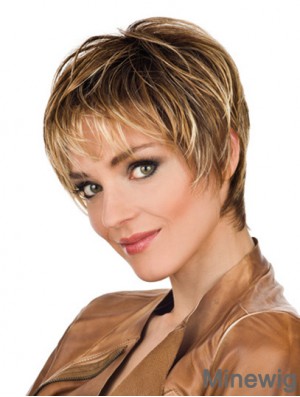 Soft 8 inch Straight Blonde Boycuts Short Wigs