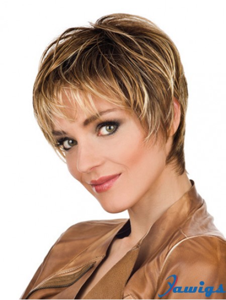 Soft 8 inch Straight Blonde Boycuts Short Wigs