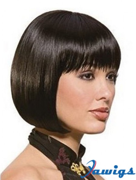 Chin Length Bobs Straight Black Sassy Synthetic Wigs