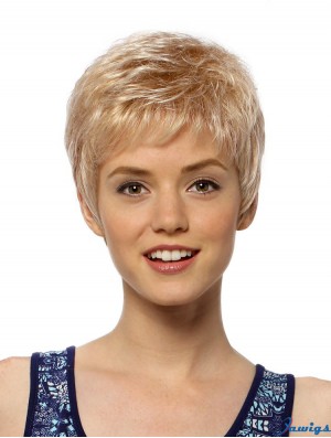 Flexibility 4 inch Straight Blonde Boycuts Short Wigs