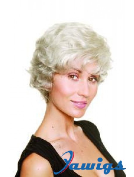 Synthetic Chin Length Wavy Capless Elderly Lady Wigs