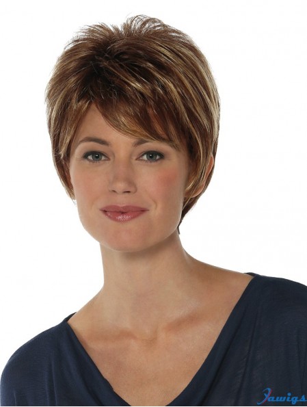 Fabulous 8 inch Straight Brown Boycuts Short Wigs