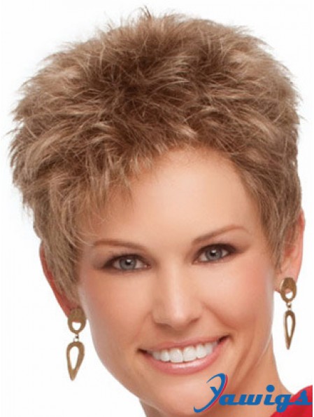 Cropped Boycuts Wavy Blonde Suitable Synthetic Wigs