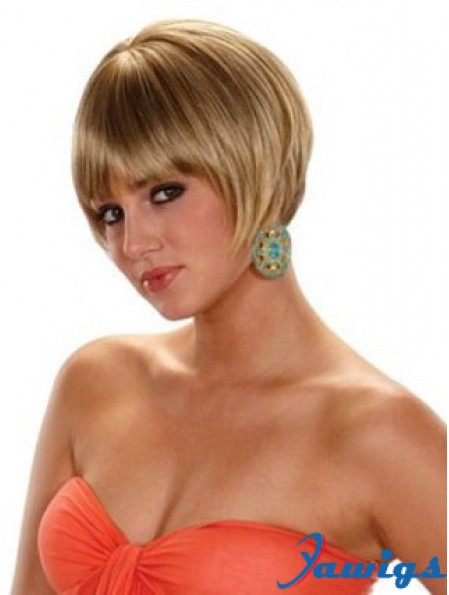 Short Bobs Straight Blonde Cheap Synthetic Wigs