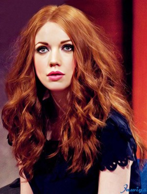 18 inch Wavy Without Bangs Lace Front Copper Fabulous Long Karen Gillan Wigs