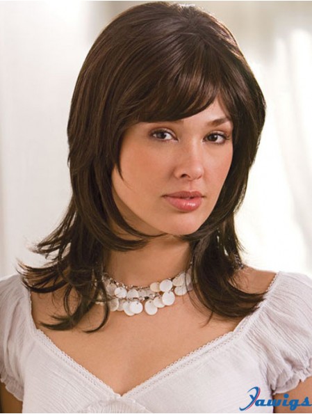 Straight Layered 16 inch Brown Perfect Synthetic Wigs