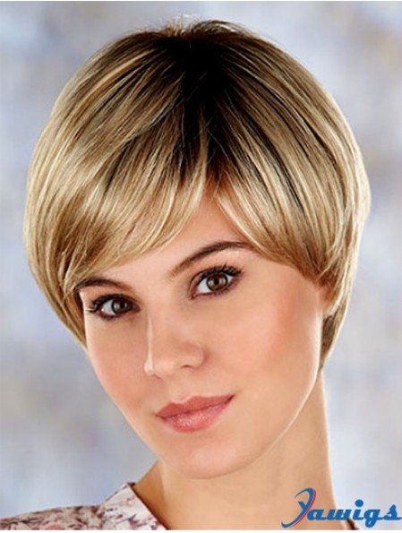 High Quality 7 inch Straight Blonde Layered Short Wigs