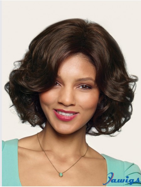 Wavy Without Bangs 10 inch Brown Great Synthetic Wigs