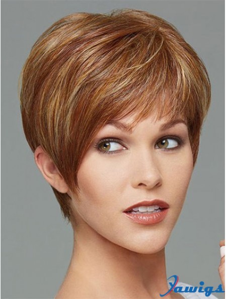 Cropped Boycuts Straight Brown Stylish Synthetic Wigs