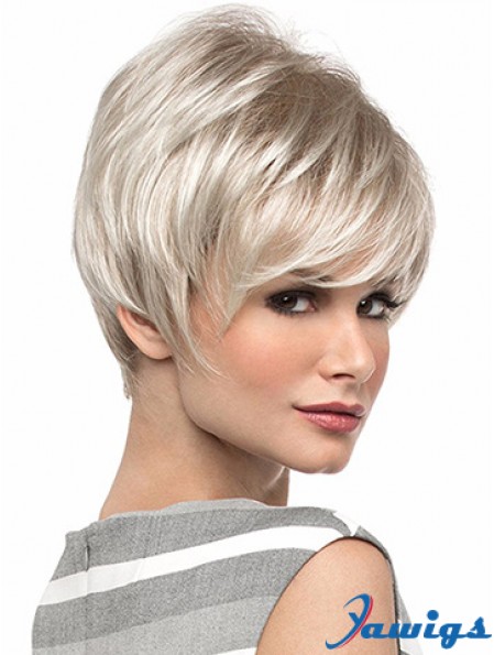 Popular 8 inch Straight Blonde With Bangs Short Wigs