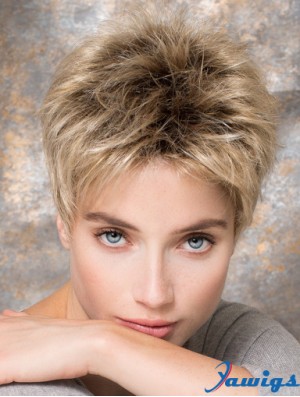 4 inch Blonde Synthetic Boycuts Straight Short Hair