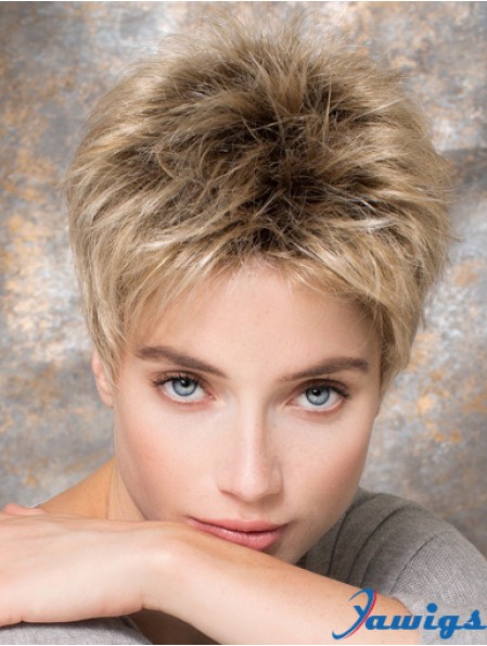 4 inch Blonde Synthetic Boycuts Straight Short Hair