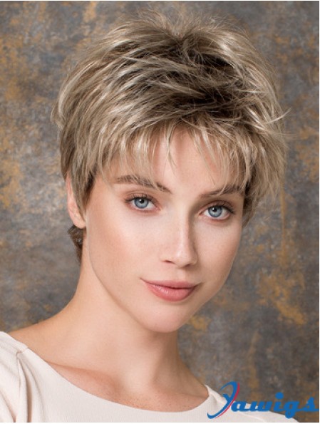 Capless Straight Blonde Boycuts 6 inch Synthetic Wigs Online