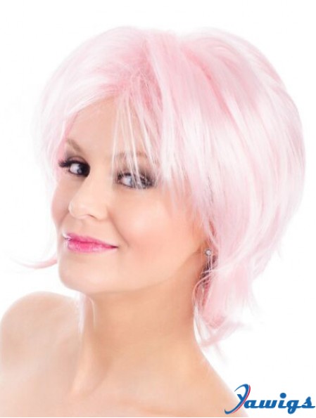 Straight Bobs Pink 8 inch Capless Wig Fashion