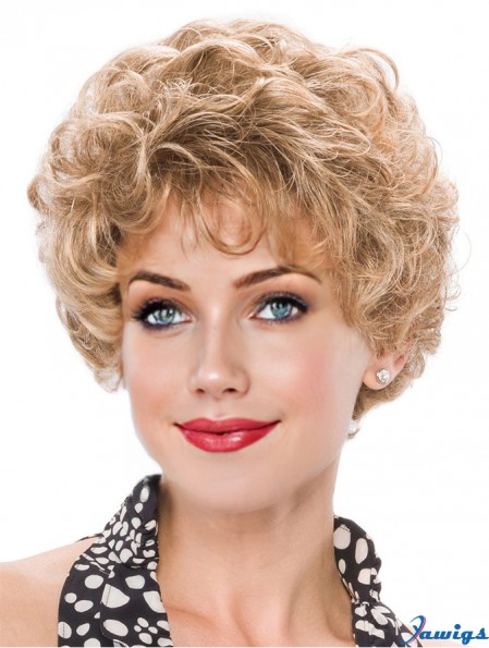 Pixie Blonde Short Capless Curly Classic Ladies Wig