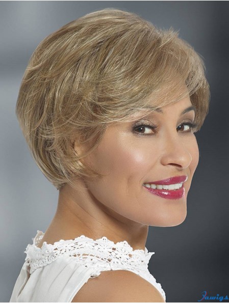 Synthetic Blonde Layered Straight 6 inch Glueless Lace Wigs