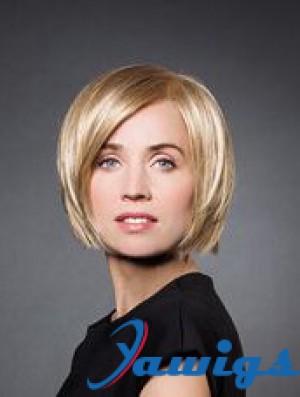 10 inch Straight Blonde Synthetic Chin Length Monofilament Wig Bob