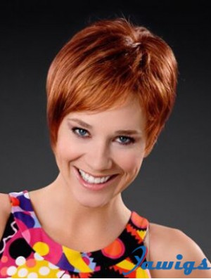 Copper Short Synthetic 8 inch Straight Boycuts Front Lace Wig