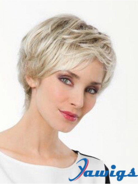 Platinum Blonde Boycuts Short 8 inch Straight Synthetic Monofilament Wig Sale