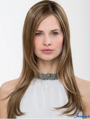 Synthetic Ombre/2 tone Straight 18 inch Capless Without Bangs Ladies Long Wig