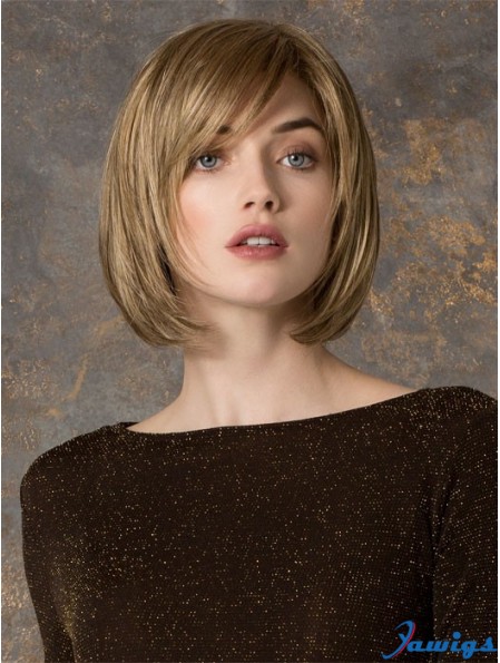 Chin Length Straight Monofilament Blonde Gorgeous Bob Wigs