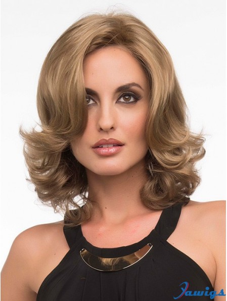 Wavy Blonde Exquisite Shoulder Length Classic Wigs