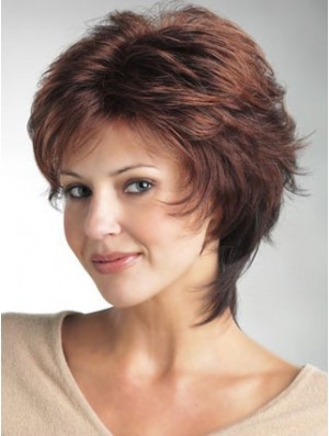 Lace Front Wig UK Short Length Straight Style Auburn Color