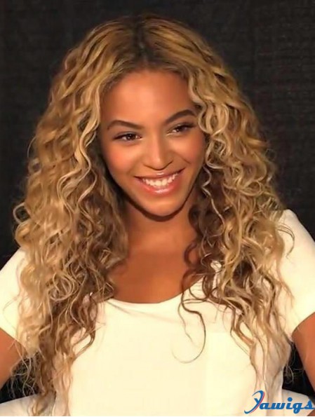 Long Monofilamentcurly Synthetic Blonde Sleek Beyonce Wig