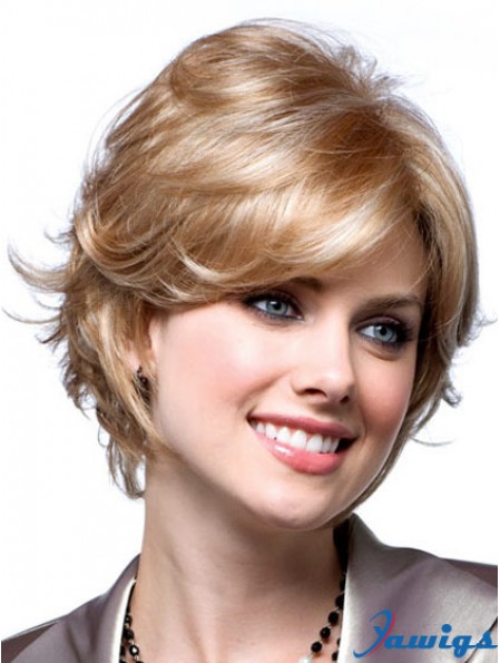 Cheap Monotop Wigs With Monofilament Blonde Color Short Length