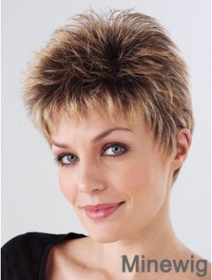 Synthetic Cropped Monofilam Boycuts Hand Tied Mono Petite Wigs