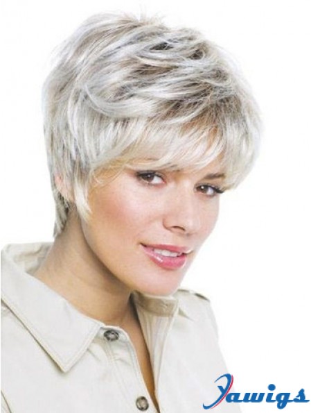 Synthetic Amazing Short Wavy Grey Wigs