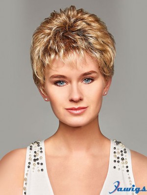 Mono Hair Toppers UK Cropped Length Blonde Color Curly Style Boycuts