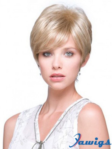 Incredible Blonde Short Straight Boycuts Monofilament Wigs