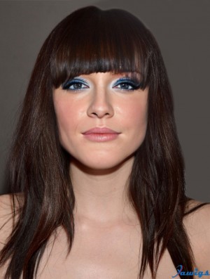 Long Straight With Bangs Brown New 100% Hand-tied Carly Rae Jepsen Wigs