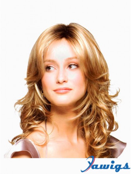 Wavy Layered Long Blonde Discount Lace Front Wigs