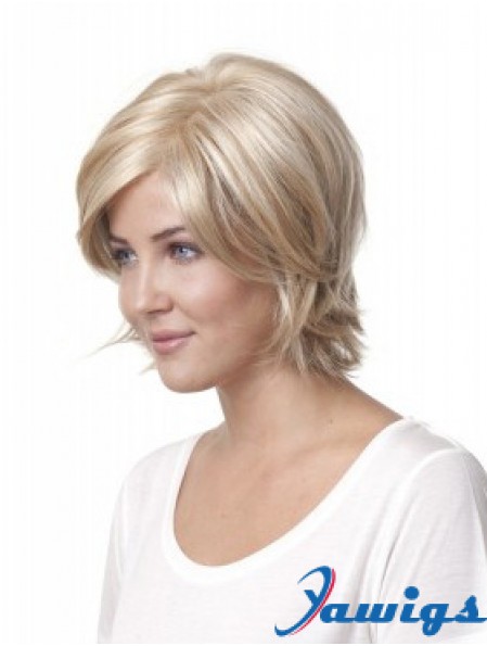 10 inch Blonde Chin Length Layered Straight Discount Lace Wigs