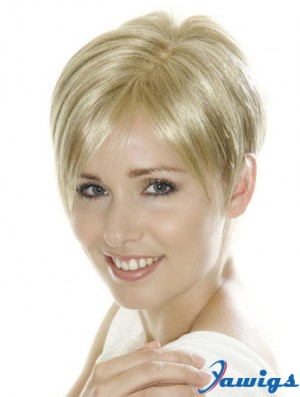 Soft Blonde Cropped Straight Boycuts Lace Front Wigs