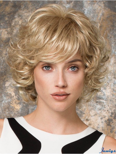 Layered Blonde Curly Chin Length 10 inch Perfect Medium Wigs