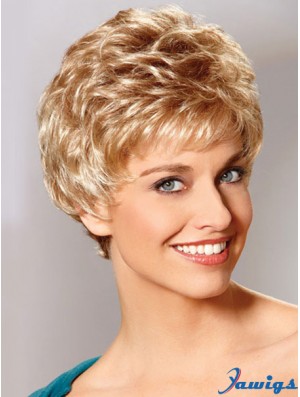 Auburn Boycuts Cropped Wavy Synthetic Petite Hand Tied Mono Wigs