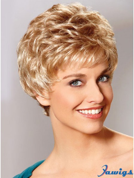 Auburn Boycuts Cropped Wavy Synthetic Petite Hand Tied Mono Wigs