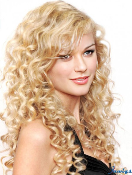 100% Hand-tied With Bangs Curly Long Blonde Stylish Taylor Swift Wigs