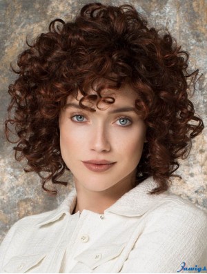 Curly Layered Chin Length Auburn Amazing Lace Front Wigs