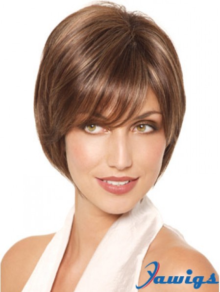 Chin Length Straight Monofilament Brown Fabulous Bob Wigs